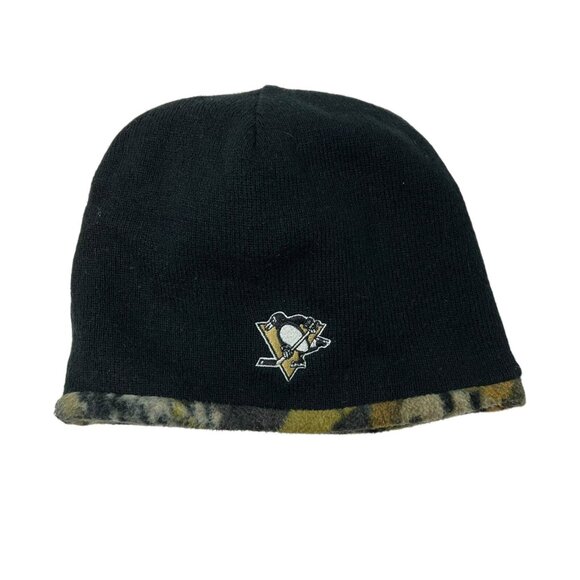 Pittsburgh Penguins Camo Camouflage Reversible Beanie Knit Ski Cap Hat Hockey - Picture 3 of 6